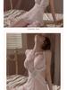 Sensual Mesh Lace Sling Nightdress with Gathered Front and Removable Padding