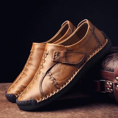 Large Size Men's Shoes Casual Leather Shoes Cowhide Lazy Tide Shoes Men's British Beanie Shoes Men's Single Shoes Trend Explosion