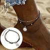 Women Anklets Sun Pendant Bohemian Style Double Chains Foot Chain Beads Decor Alloy Ankle for Daily Wear Lady