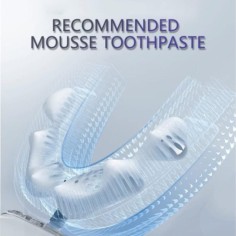 Adult U-Shaped Ultrasonic Electric Toothbrush, 360° Cleans, Whitens Teeth, Protects Gum, Black