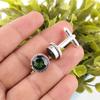Green Tourmaline Gemstone 925 Sterling Silver Jewelry Handmade Cufflinks 0.51" CL-3-13