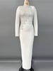 Elegant European & American Rhinestone Beaded Long-Sleeve Slim Fit Party Dress