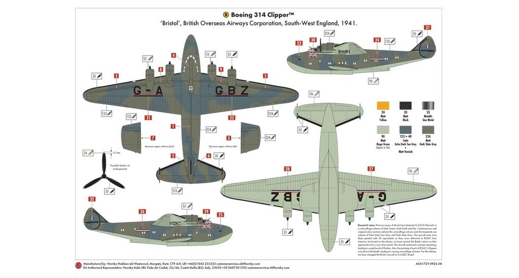 Airfix Boeing 314 Clipper Flying Boat Plastic Model 1/144 X-4172V (Airplane)