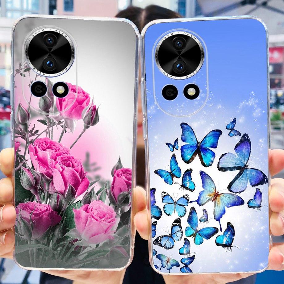 For Huawei Nova 12 Pro Nova12 Lite Nova 11i Case Transparent Soft Slim TPU Silicone Cover Bumper Nova12 Nova11i Astronaut Flower