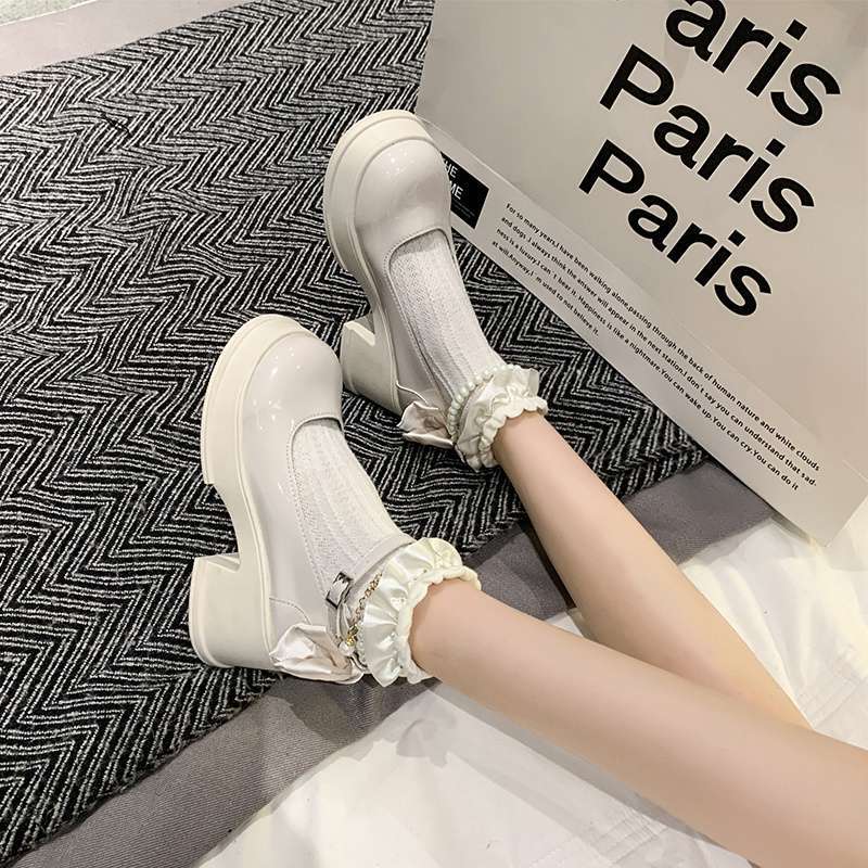 Hepburn style versatile platform thick heel Mary Jane women's shoes 2025 spring new fashion versatile bow French single shoes