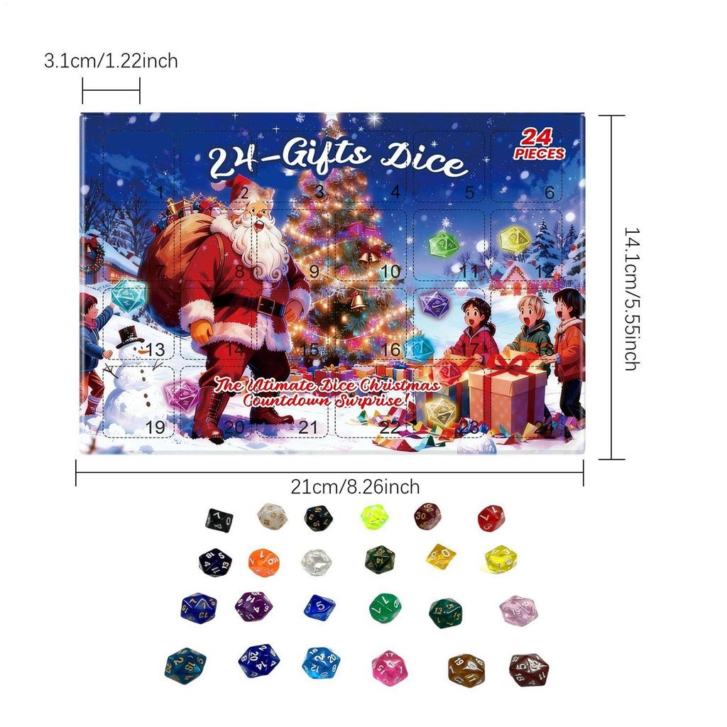 Christmas Countdown Toy Party Game Supplies 24 Days Role Playing Dice Set Countdown Calendar For Women Boys Girls Youth Teens