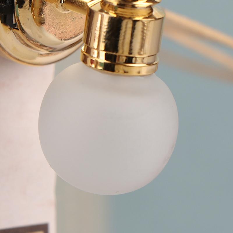 1/12 Dollhouse Round Wall Lamp Led Bedside Light Dollhouse Furniture Decoration Dolls House Living Scene Decor Accessories