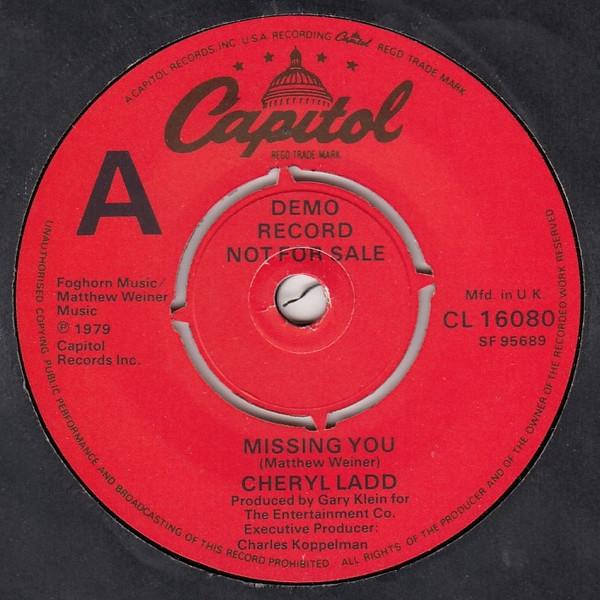 

7inch Record CHERYL LADD Missing You CL16080 Capitol Records 1979 UK SoulFunk Used