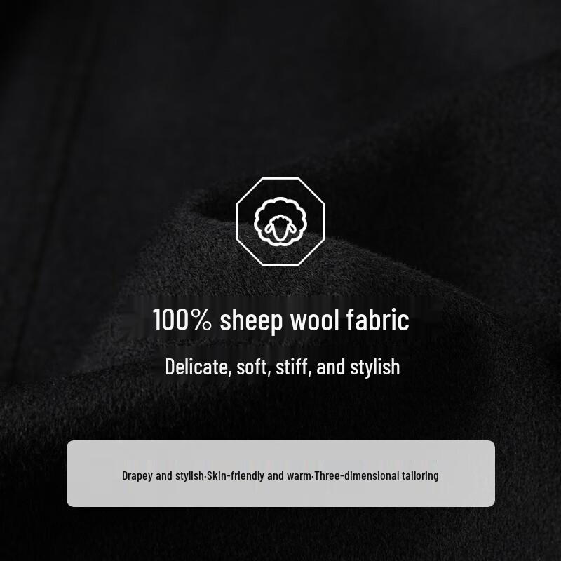 EMZ Ordos Men's 100% Wool Classic Lapel Short Coat