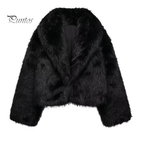 

Осень-зима Женский кардиган Пальто Искусственный мех Утолщенный плюш Отложной воротник Чистый цвет Длинные рукава Однотонный кардиган Куртка L