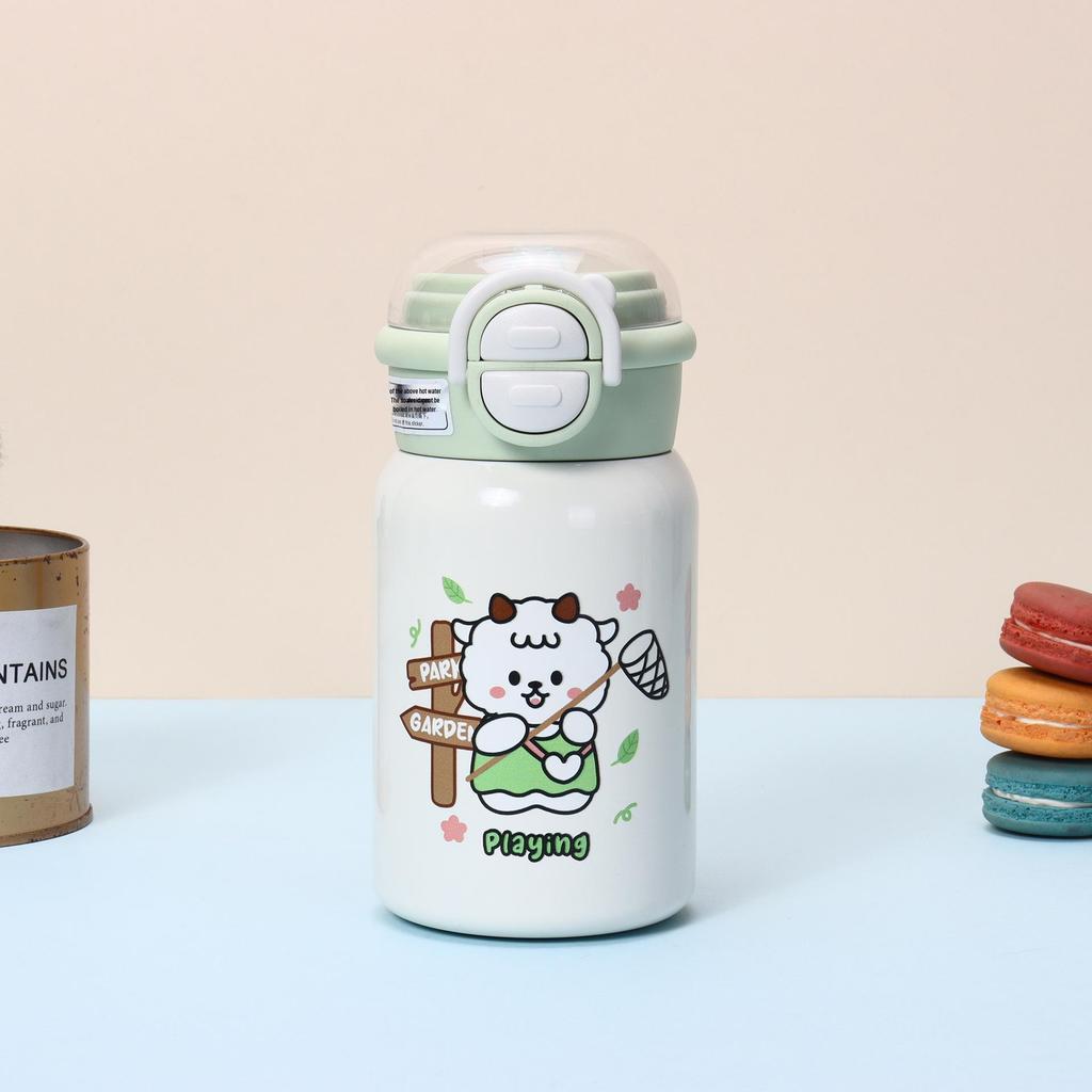 Charming Children's Insulated Pop-up Cup with Cartoon Design - Portable and Cute for Girls