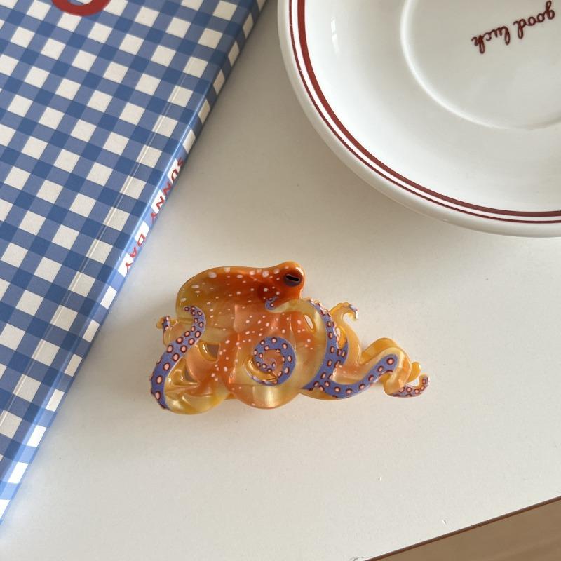 

1 Piece of Ocean Wind Octopus Resin Clip,Colorful Octopus Back Hair Clip,Women s Half Tied Hair,Coiled Hair,Shark Clip
