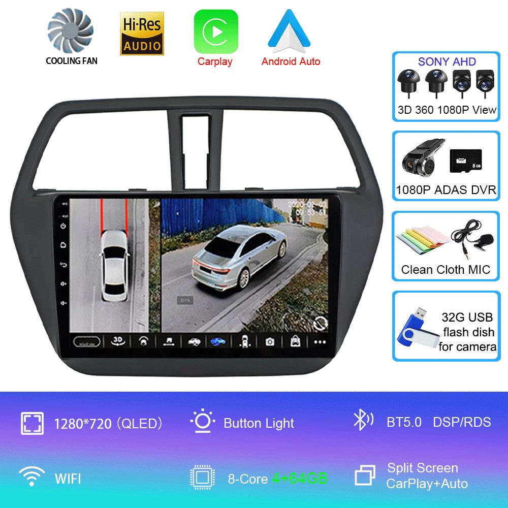 Android 14 Carplay Auto WIFI+4G Car Radio For Suzuki SX4-CROSS 2014-2017 Multimedia Video Player Navigation GPS Stereo Head Unit