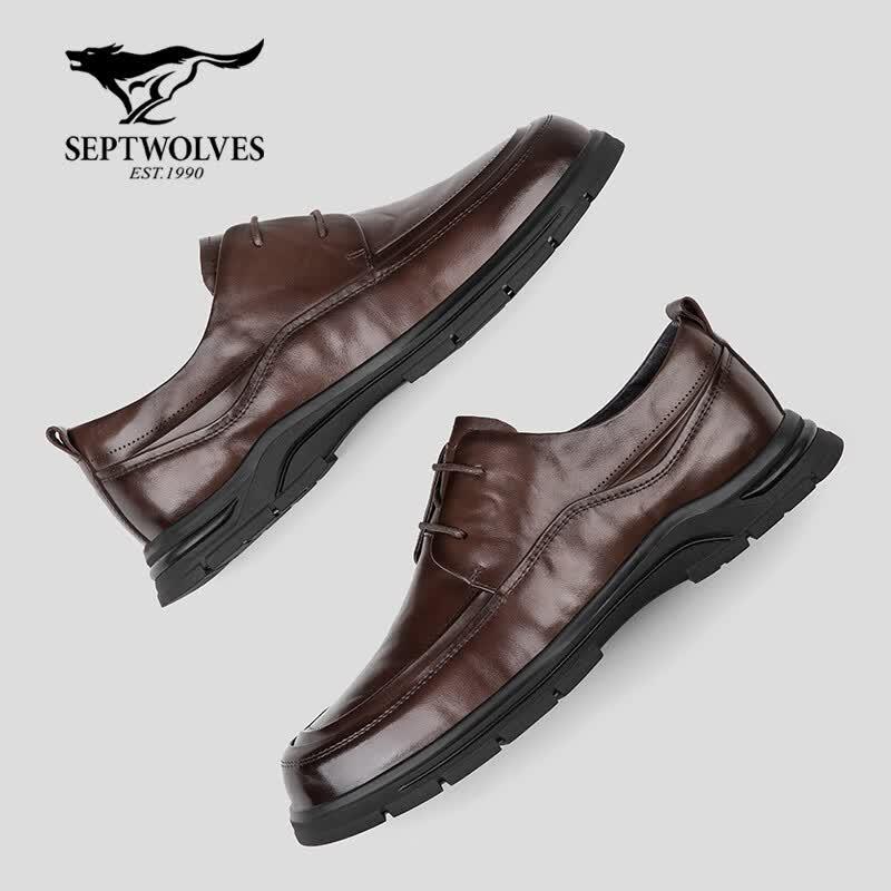 Qipilong Men's Genuine Leather Height-Increasing Casual Shoes
