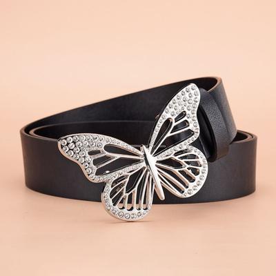 Women's Belt Fashion Butterfly Buckle Belt High Quality PU Belt Paired Jeans Skirt Belt Cheap Belt, Gift for Girlfriend and Mon