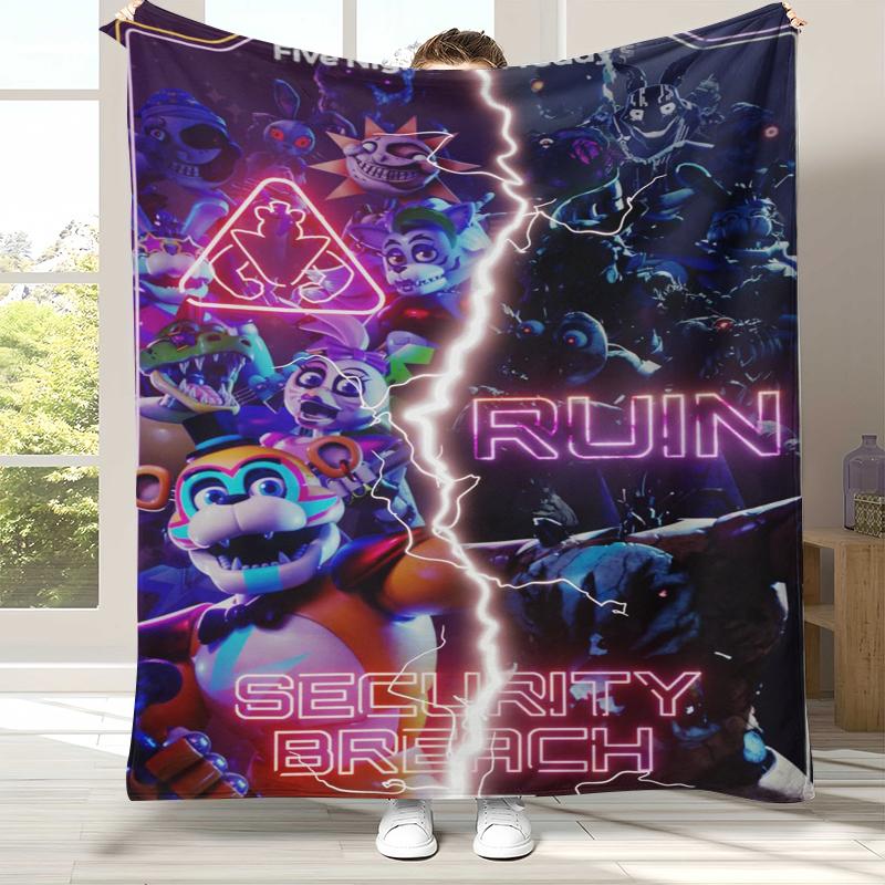 

Horror Freddy F-FNAF Games Flannel Blanket,Ultra Soft Warm Plush Throw for Home Bedroom Bed Sofa Cover Office Camping Picnic 75x90cm