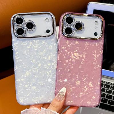Luxury Laser Aurora Shell Pattern Case For iPhone 17 Air 16 15 14 Plus 13 12 11 Pro Max Shiny Glossy Plating Camra Bling Cover