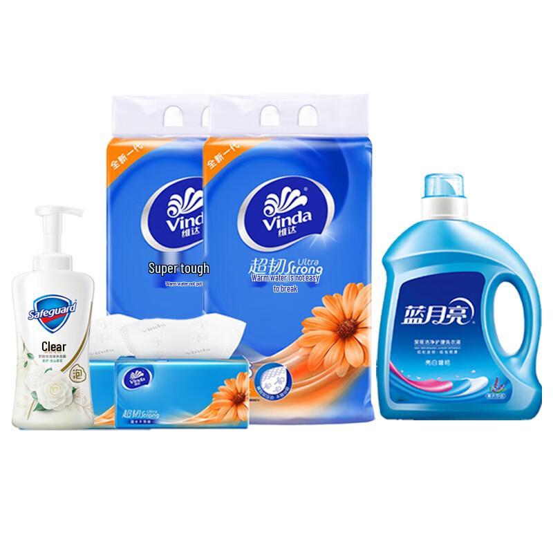 Safeguard Gentle Care Camellia Scent Body Wash, Laundry Detergent & Tissue Bundle