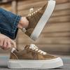 Men Leather German Trainers, Platform Height Increasing Chunky Sole Casual Skate Board Shoes