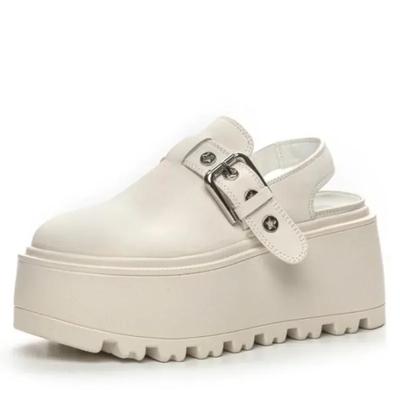 Hot Quality 8cm Genuine Leather Glitter Platform Slippers Women Summer Shoes Wedge Sandals Slides Shoes Sneakers Slip On Slipper
