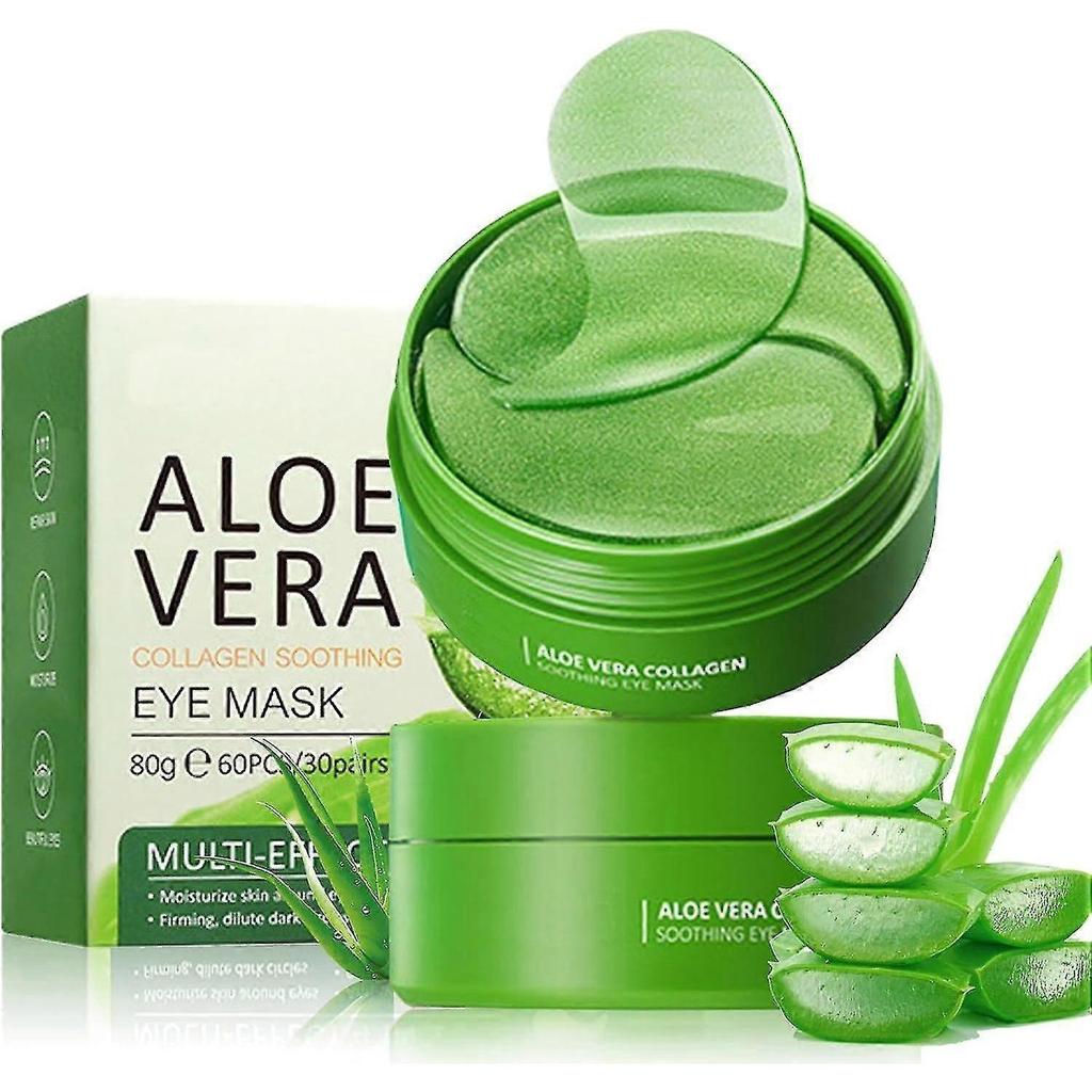 Augenpads Masken, 60 Stück Aloe Vera Augenpads, Natürliche Aloe Vera Kühlende Augenmasken Gegen Geschwollene Augen Kollagen Augenpads