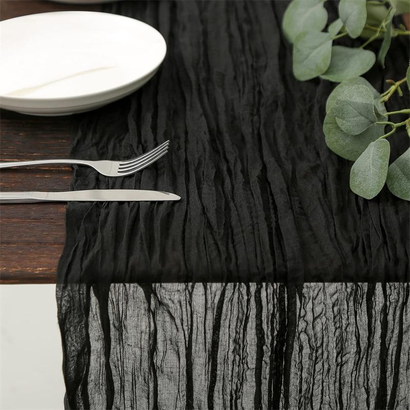 90x300 cm pletená látka běhoun Svatební narozeninová oslava banket dekorace gázová látka voálový ubrus Twist table cover