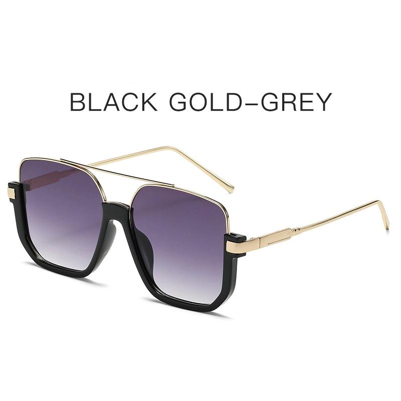Plain Double Beam Large Frame Anti Blue Glasses Half Frame Square Ladies' New Sunglasses For Street Shooting