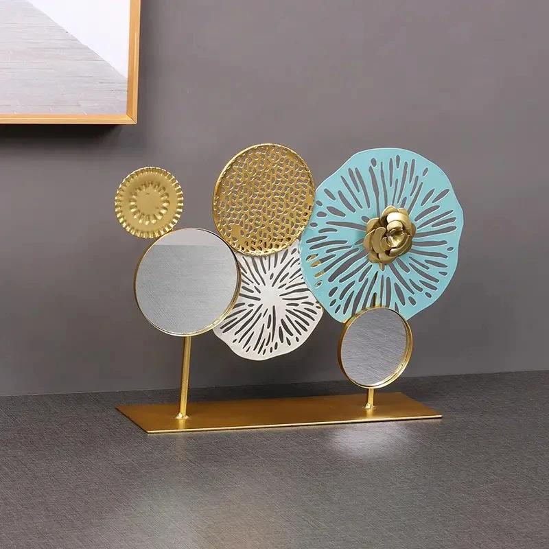 Mirror Wall Art Modern Wall Sculpture Art Home Decoration Multifunctional Round Metal Wall Art Decor Flexible Minimalist Mirror