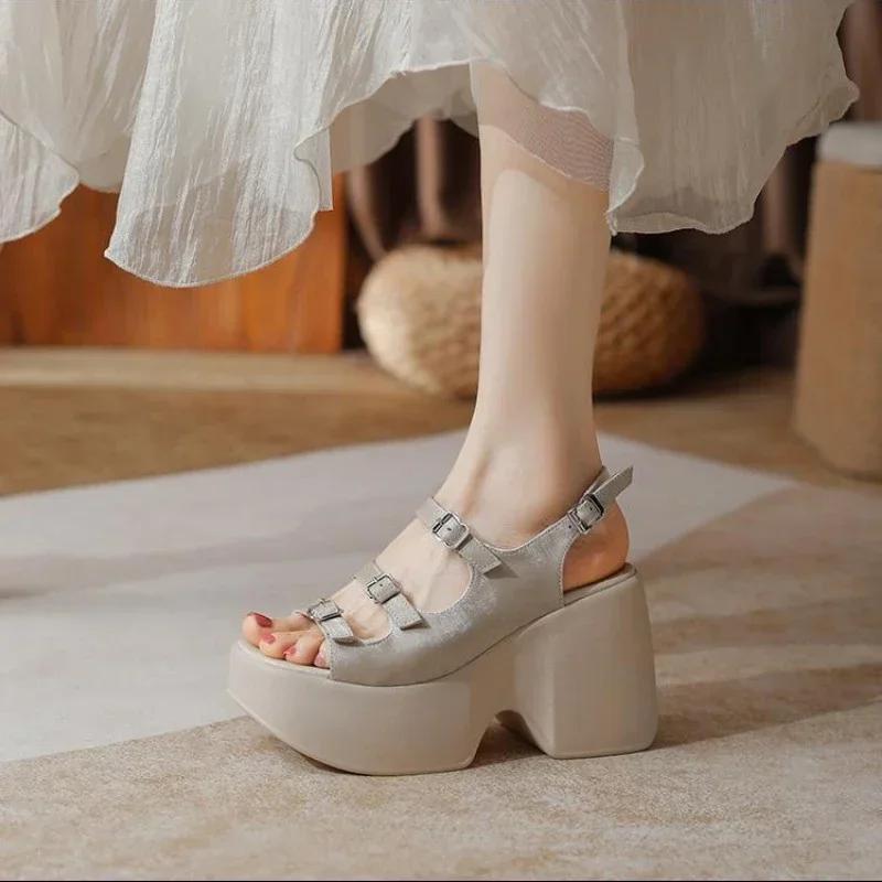 Fashion Summer Women's Sandals 2025 New Comfortable Gladiator Sandals Shoes for Women 10CM Luxury Anti Slip Casual Shoe Zapatos De Mujer