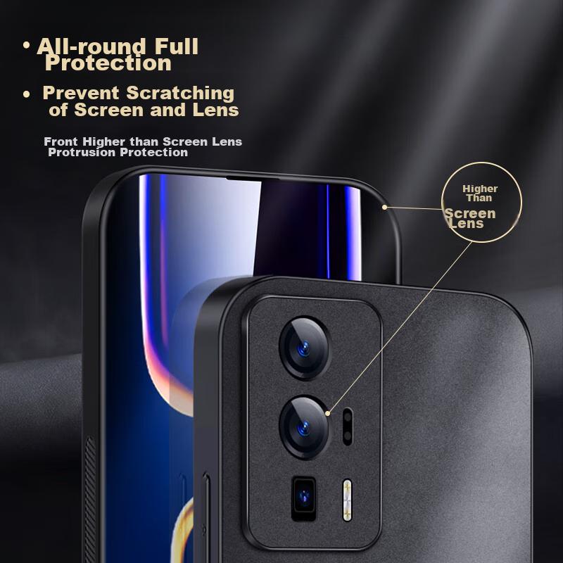 Redmi K60 Phone Case, Redmi KShockproof Lens Full Protection Soft Case, Simple Luxury Outer, Leather Casen, Khaki Color