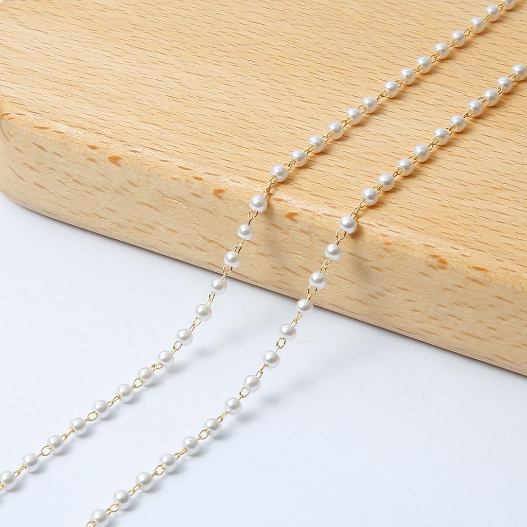 50cm Brass Copper Chain With Gold Plated Pearl Beads Charms Chain For DIY Necklace Bracelet Jewelry Making Accessories Handmade Supplies