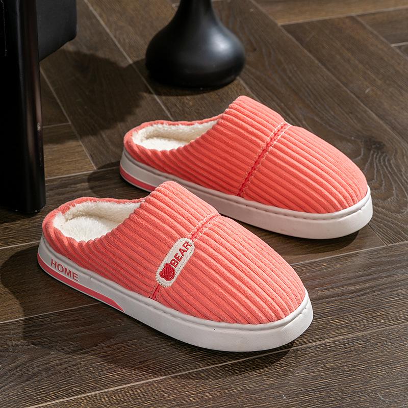 Plush Autumn/Winter Indoor Cotton Slippers - Thick-Soled and Warm for Men & Women