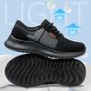 Men's Summer Steel Toe Safety Shoes Anti-Crush And Piercing Breathable Lightweight Outdoor Pure Black Work Shoes
