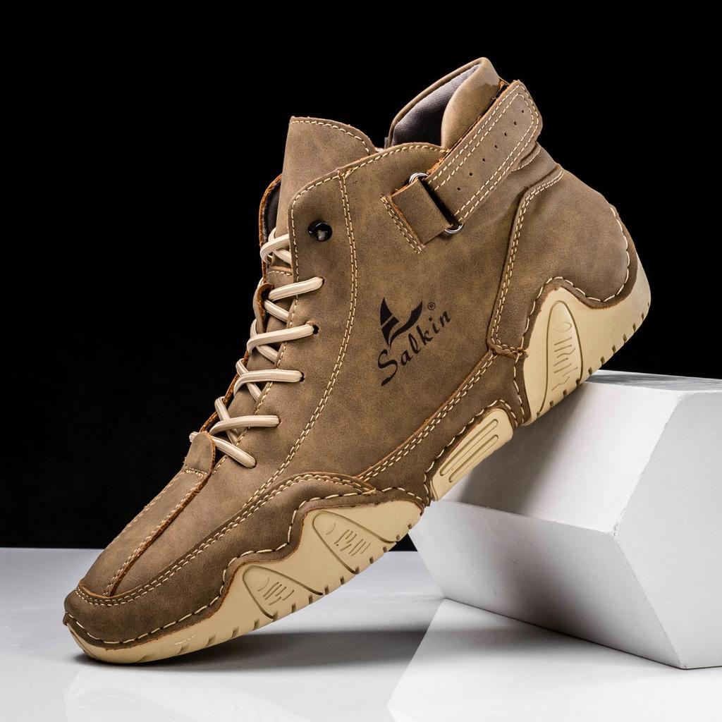 Retro Handmade Leather Men Boots Winter Designer Shoes Man Outdoor Ankle Boots Men Walking Shoes Waterproof High Top Sneakers