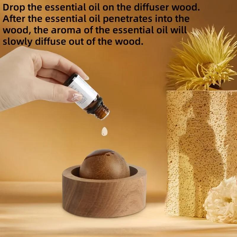 For Car & Home Fragrance Diffuser - Made of Wood Mini Cute Natural Fragrance Diffuser Suitable for Bedroom Living Room Bathroom