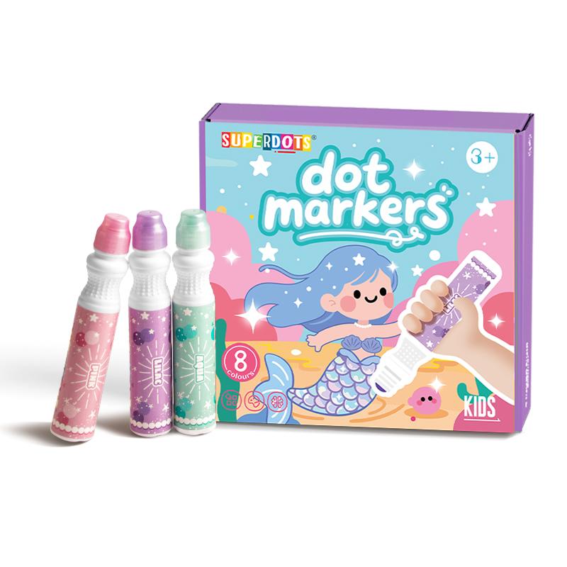 8color Shinning Dot Marker for Kids Drawing Shimmer Bingo Marker Pen Children Educational Painting Set Non-toxic Marker for Kids розовый