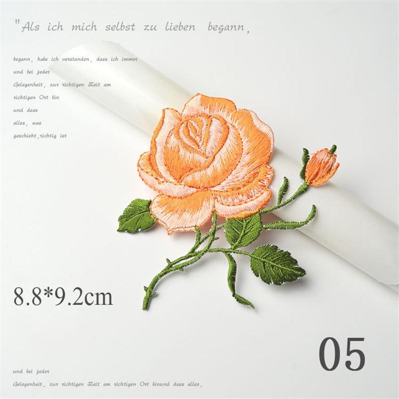 Zarte Rosenstickerei Aufbügel- Aufnäher für Kleidung Applikation DIY Hut Mantel Kleid Hose Zubehör Stoffaufkleber