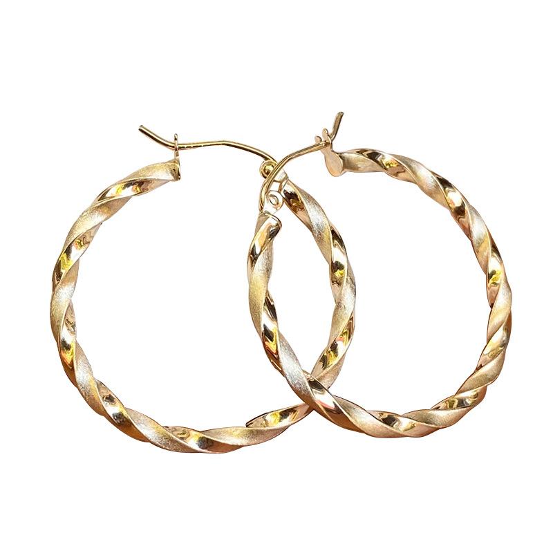 Fashion Metal Twist Large Circle Earrings, Hong Kong Style Popular Twist Flower Earrings, Retro 80 Earrings For Women