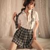 Fun Underwear Plaid Senior Sister Uniform Pure Desire Pleated Short Skirt Cute College Style Pure Desire Passion Open Suit