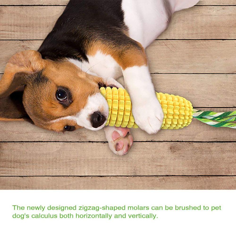 Tough Rubber Dog Chew Toy Corn Stick Design Interactive Squeaky Dog Toys  Medium Large Dogs