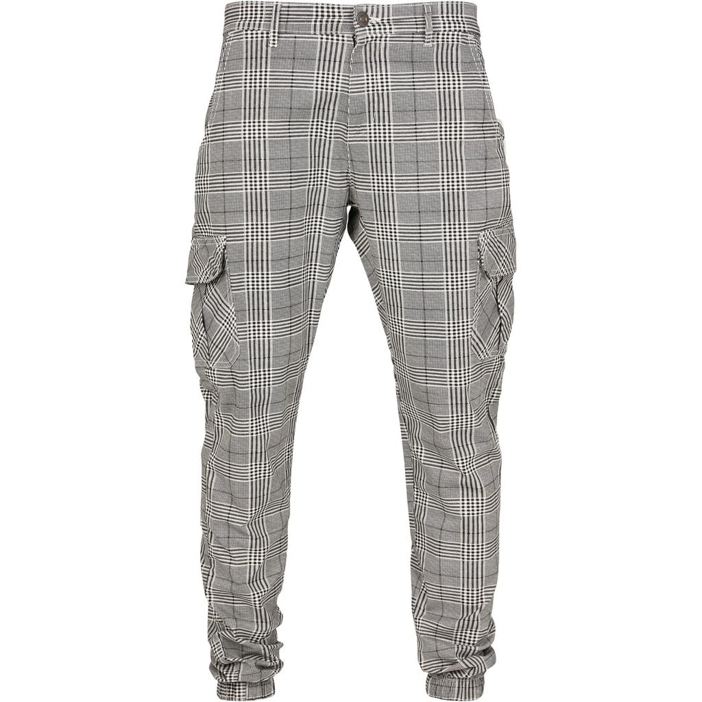 Urban Classics Mens Glencheck All-Over Print Cargo Jogging Bottoms