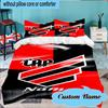 Custom Name Black Stripes Athletico Crest Bedding Set 3pcs, Bedding Set Including 1pc Duvet Cover And 2pcs Pillowcases for Bedroom, Dormitory Gift