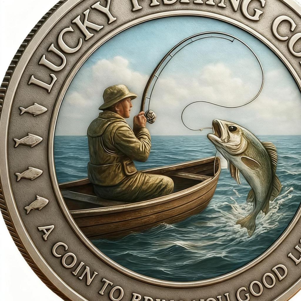 Good Luck Coin Fisherman Metal Keepsake Art Coin For Angler Husband Luck Outdoor Fishing Activities Camping Lover