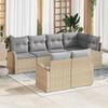 Garden Sofa Set Beige Poly Rattan