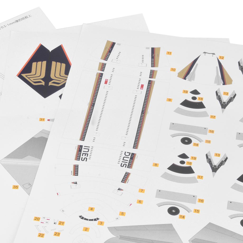 A380 Singapore Airlines For Airbus Sivil Passasjerfly Modell 1:120 Skala Flymodell Luftfartsmodell Papirmodell