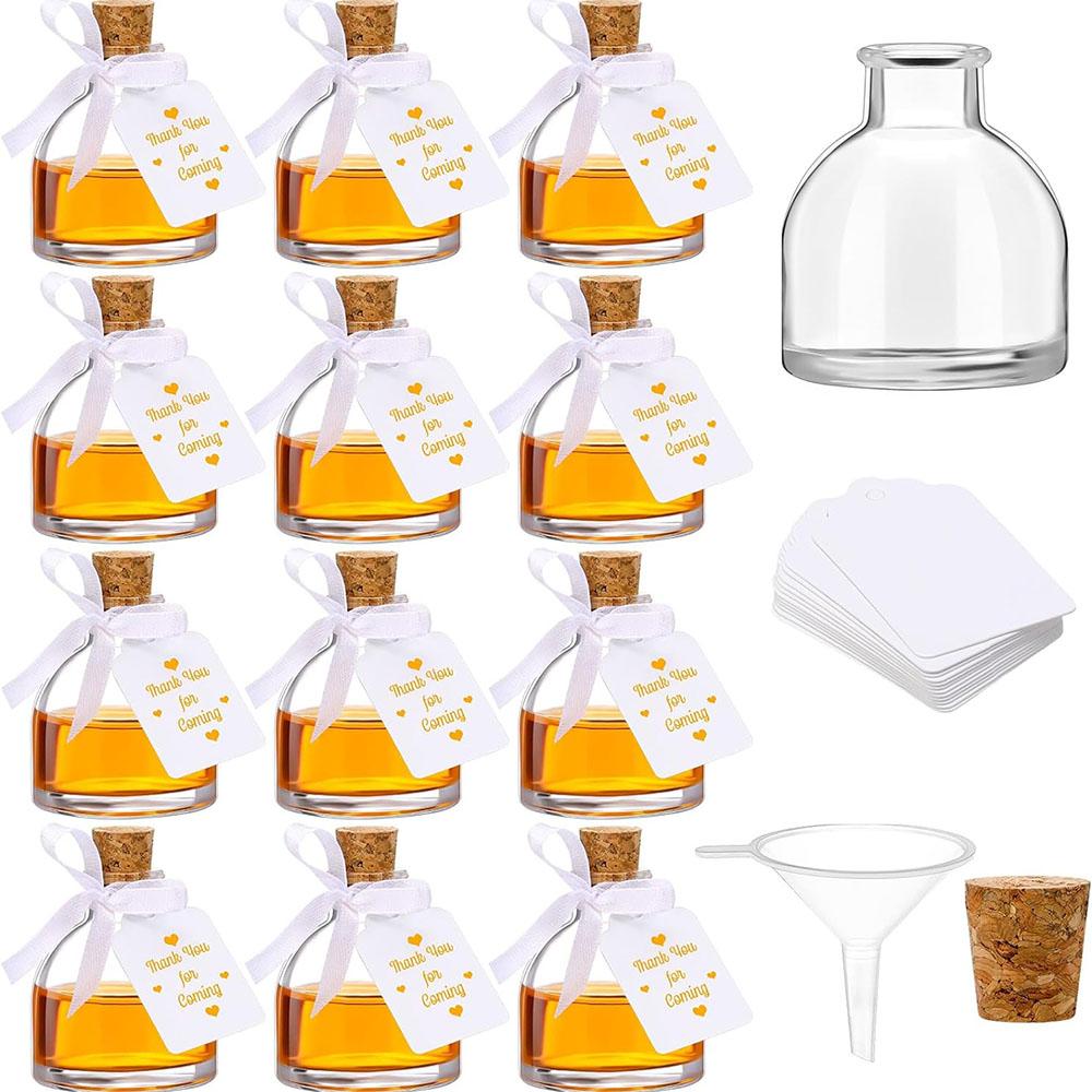 1.7 oz, 12 Pcs Mini Glass Liquor Bottles Set, Small Glass Wine Bottles, Wine Juice, Alcohol, Wedding Party Favors, 1.7oz 50ml