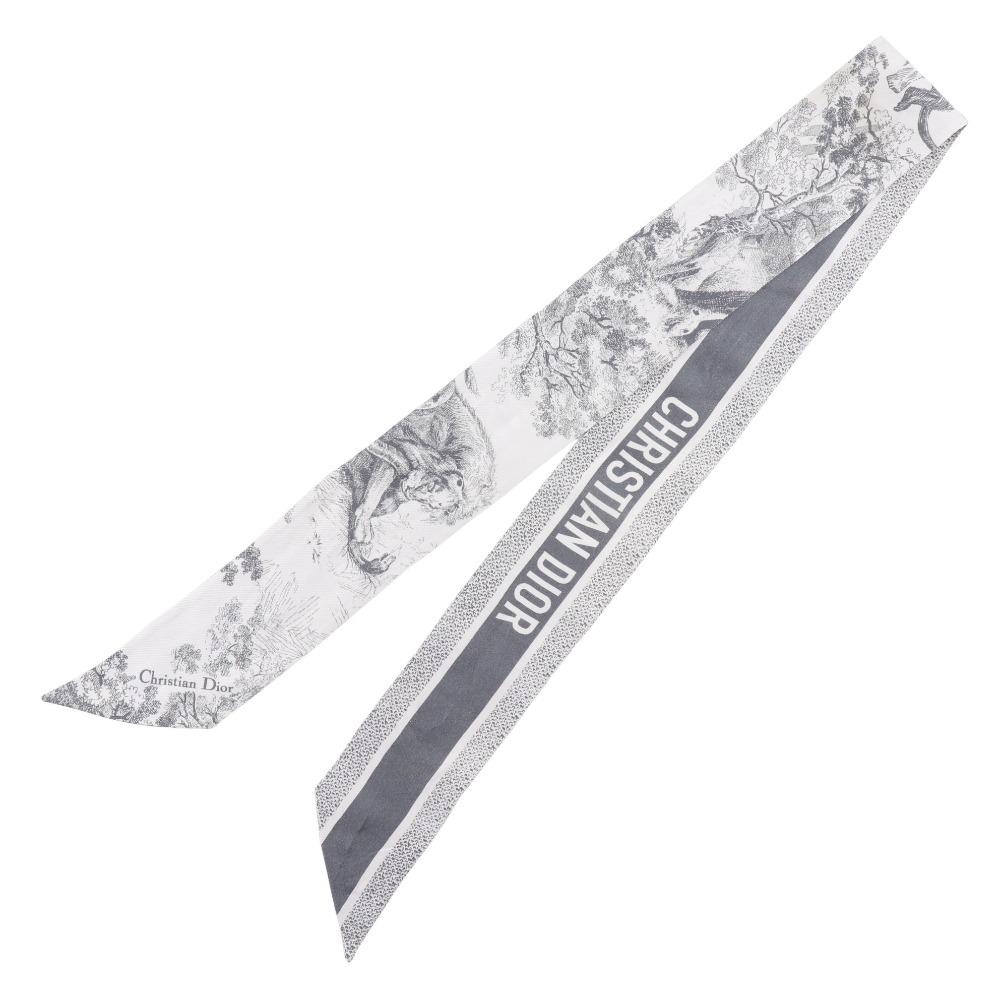 Dior Mitza Scarf 15JOU106I602 Toile De Jouy Sauvage Ribbon Scarf Gray Silk Women Used