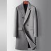 Herrenmantel Herbst und Winter Lang Zweireihig Handgefertigt Wolle Trenchcoat, Jugend Business Beidseitig, Einfarbig Warmer Mantel