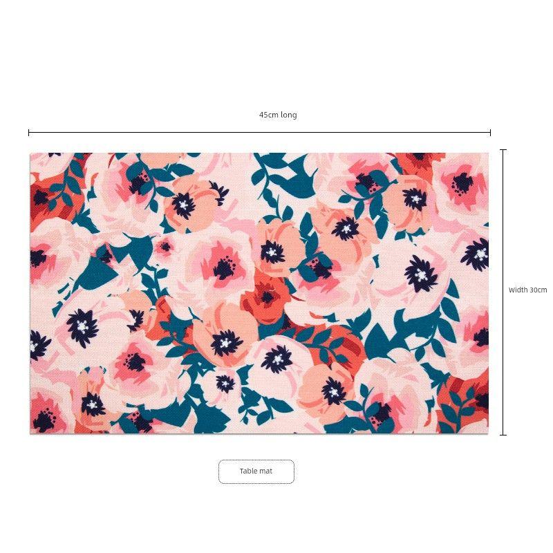 

Скандинавский стиль Обеденный стол Хлопково-льняная подкладка Изоляционная Водонепроницаемая Подкладка для стола Подставка под миску Подставка под чашку Подкладка для западного ресторана Американская цветочная ткань Rice noodle flower 30*45 Placemats