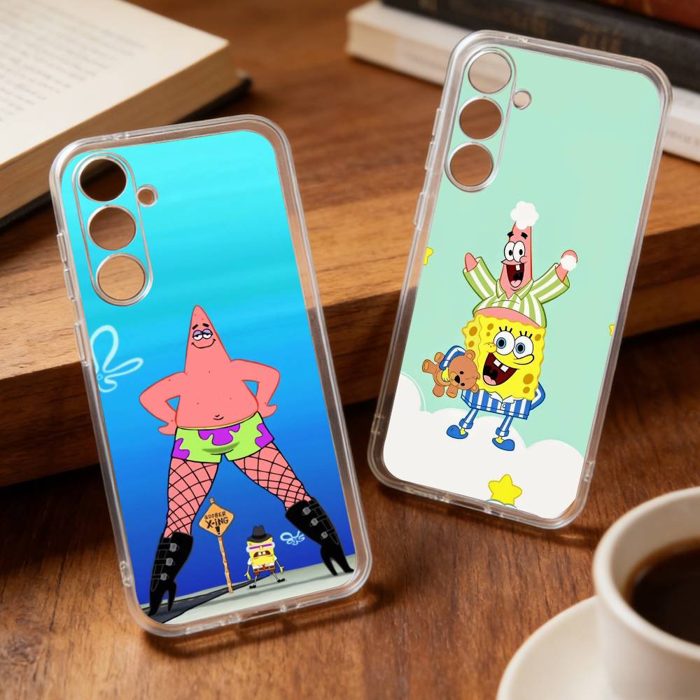 S-Sponge F-Funny B-Bob Animation phone Case For Samsung S30,23,21,22,20, FE lite,S10,9,8,7 PIus Note20ultra Soft Transparent